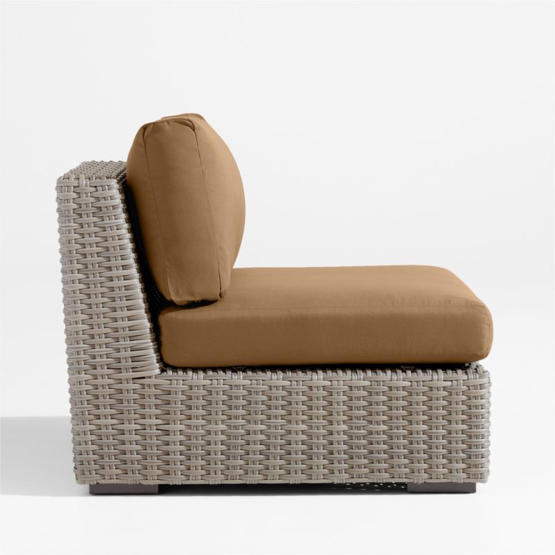 Abaco Resin Wicker Outdoor Armless Chair with Cast Teak Sunbrella ® Cushions - image 3 of 6