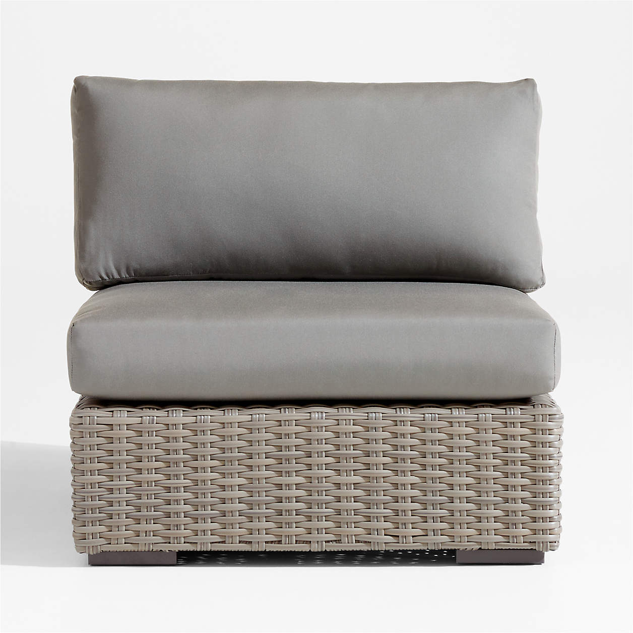 Abaco Grey Resin Wicker Outdoor Armless Chair with Graphite Sunbrella