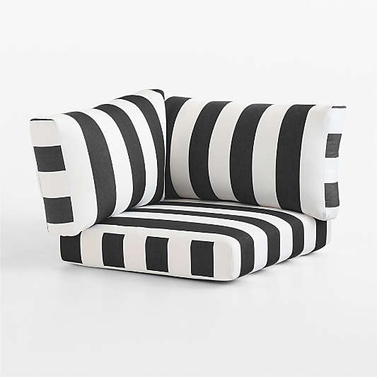 Replacement Abaco Black and White Cabana Stripe Sunbrella ® Outdoor Corner Chair Cushions