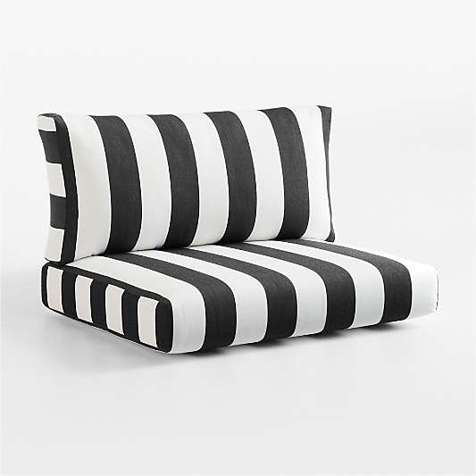 Replacement Abaco Black and White Cabana Stripe Sunbrella ® Outdoor Left/Right-Arm Chair Cushions