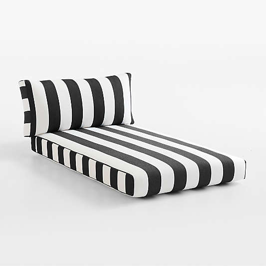 Replacement Abaco Black and White Cabana Stripe Sunbrella ® Outdoor Left/Right Arm Sectional Chaise Cushion