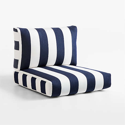 Replacement Abaco Navy and White Cabana Stripe Sunbrella ® Lounge Chair Cushions