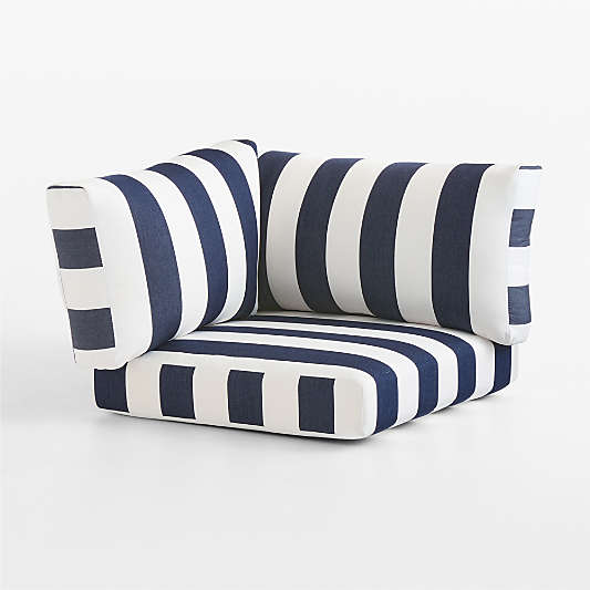 Replacement Abaco Navy and White Cabana Stripe Sunbrella ® Outdoor Corner Chair Cushions
