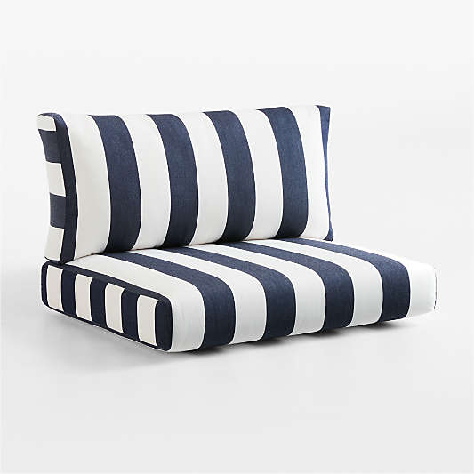 Replacement Abaco Navy and White Cabana Stripe Sunbrella ® Outdoor Left/Right-Arm Chair Cushions