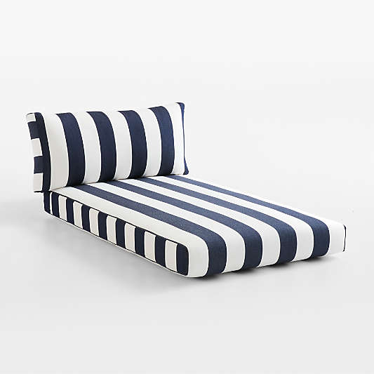 Replacement Abaco Navy and White Cabana Stripe Sunbrella ® Outdoor Left/Right Arm Sectional Chaise Cushion