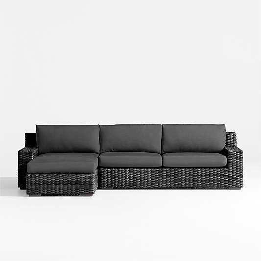 Abaco Resin Wicker Charcoal Grey 2-Piece Left-Arm Chaise Outdoor Sectional Sofa with Charcoal Sunbrella ® Cushions