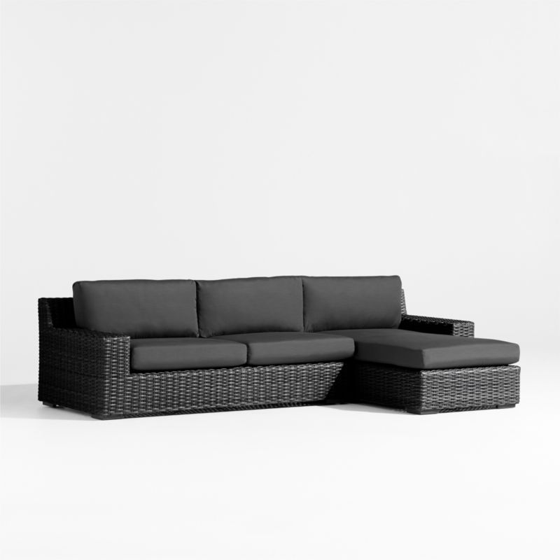 Abaco Resin Wicker Charcoal Grey 2-Piece Right-Arm Chaise Outdoor Sectional Sofa with Charcoal Sunbrella ® Cushions - image 4 of 7