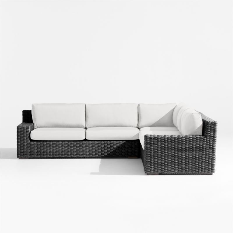 Abaco Resin Wicker Charcoal Grey 3-Piece L-Shaped Outdoor Sectional Sofa with White Sand Sunbrella ® Cushions - image 5 of 7