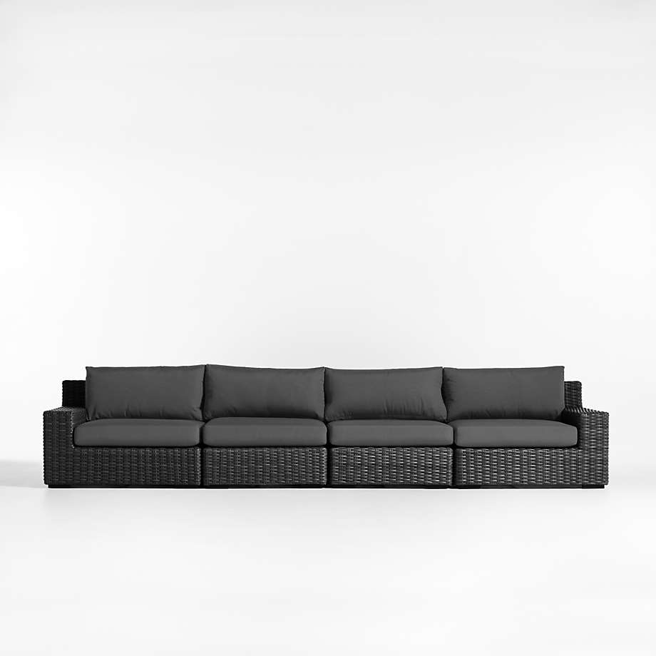 Abaco Charcoal Grey Resin Wicker 4Piece Outdoor Sectional Sofa with