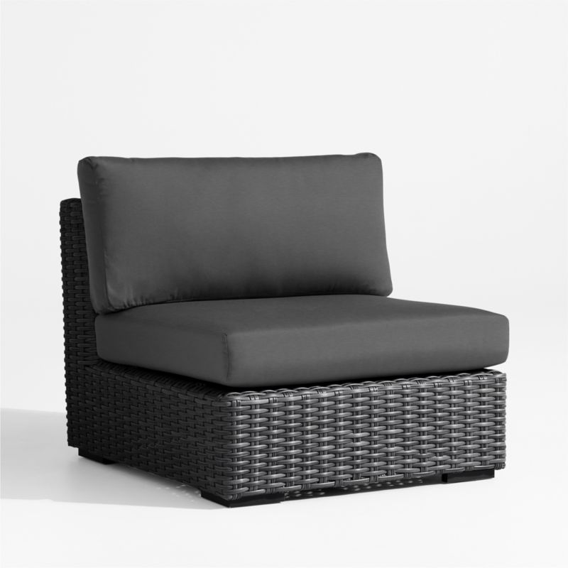 Abaco Resin Wicker Charcoal Grey Outdoor Armless Chair with Charcoal Sunbrella ® Cushion - image 1 of 5