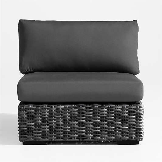 Abaco Resin Wicker Charcoal Grey Outdoor Armless Chair with Charcoal Sunbrella ® Cushion