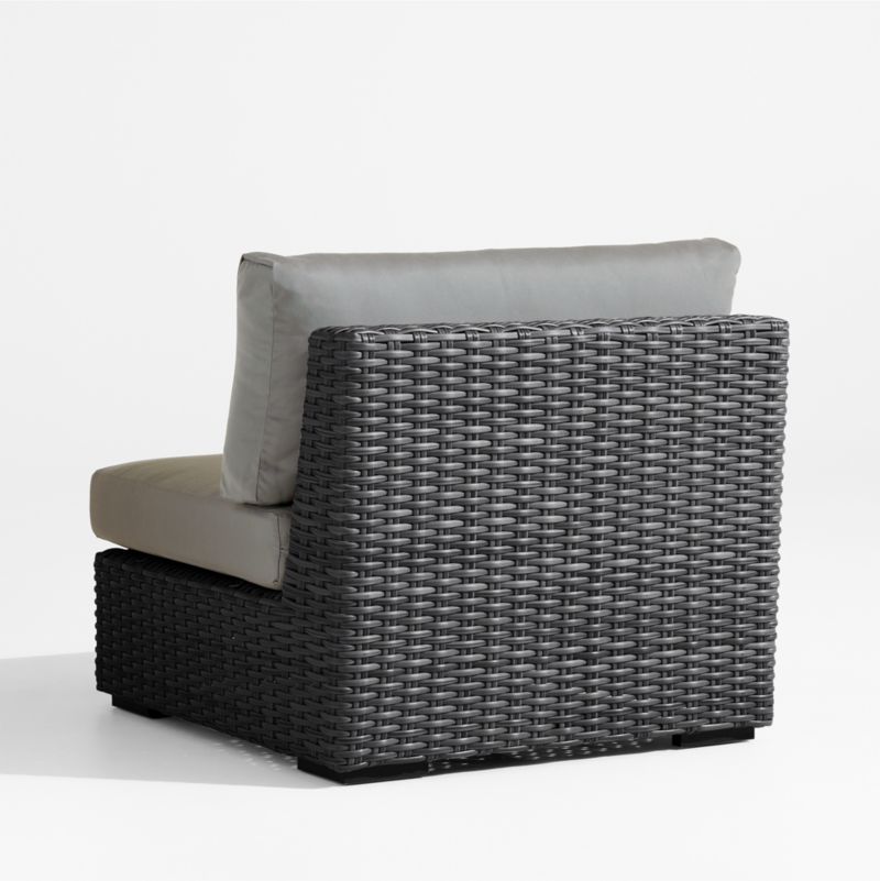 Abaco Resin Wicker Charcoal Grey Outdoor Armless Chair with Graphite Sunbrella ® Cushion