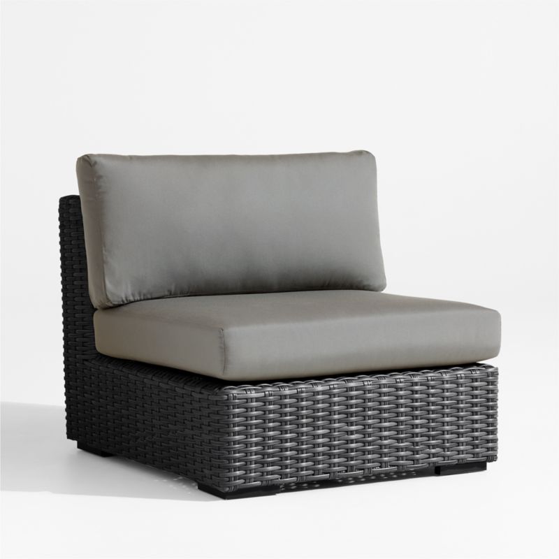 Abaco Resin Wicker Charcoal Grey Outdoor Armless Chair with Graphite Sunbrella ® Cushion