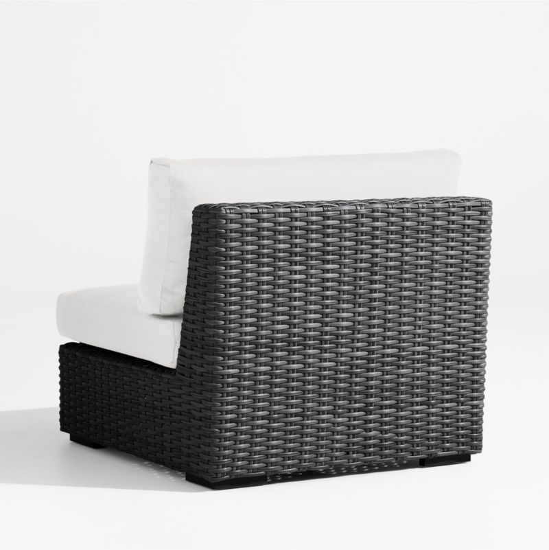 Abaco Resin Wicker Charcoal Grey Outdoor Armless Chair with White Sand Sunbrella ® Cushion - image 3 of 5