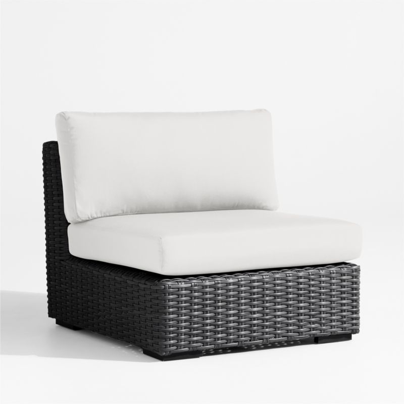 Abaco Resin Wicker Charcoal Grey Outdoor Armless Chair with White Sand Sunbrella ® Cushion - image 1 of 5