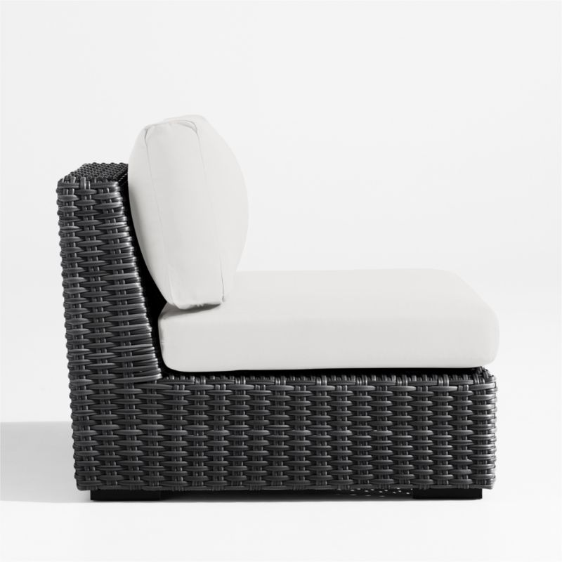 Abaco Resin Wicker Charcoal Grey Outdoor Armless Chair with White Sand Sunbrella ® Cushion - image 2 of 5