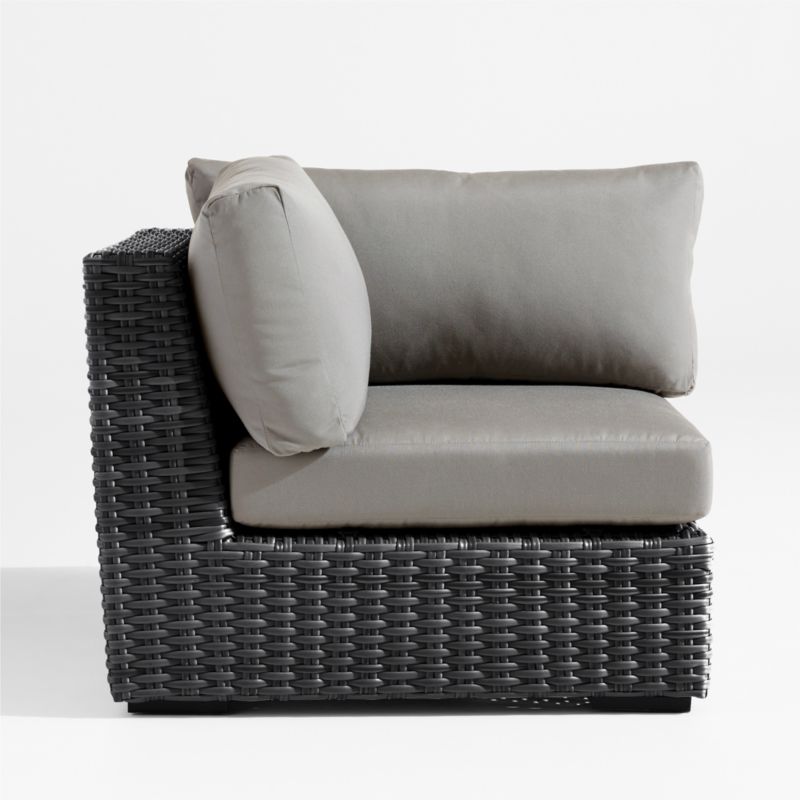 Abaco Charcoal Grey Resin Wicker Outdoor Corner Chair with Graphite Sunbrella ® Cushions - image 0 of 1