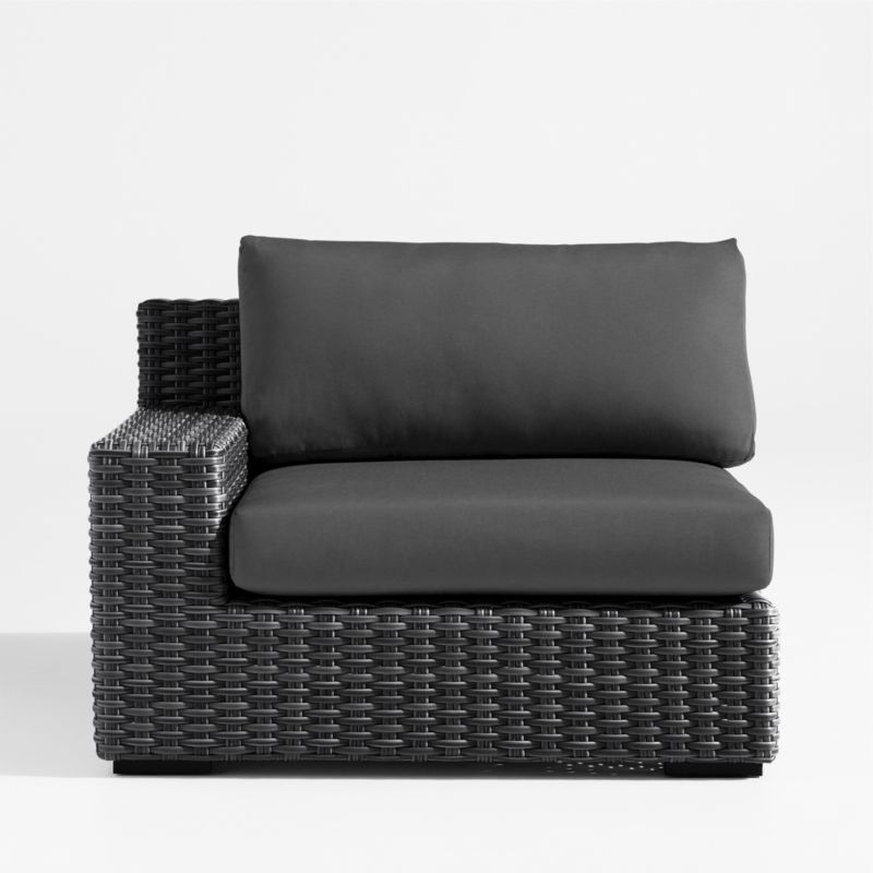 Abaco Charcoal Grey Resin Wicker Left-Arm Outdoor Lounge Chair with Charcoal Sunbrella ® Cushion - image 0 of 2