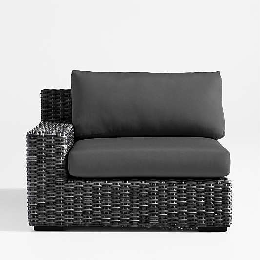 Abaco Charcoal Grey Resin Wicker Left-Arm Outdoor Lounge Chair with Charcoal Sunbrella ® Cushion