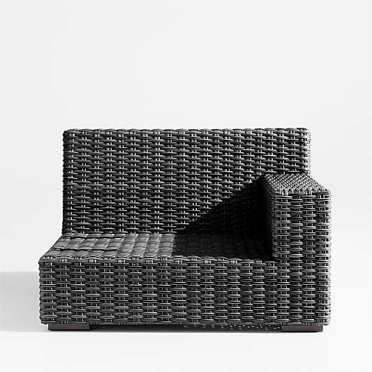 Abaco Resin Wicker Charcoal Grey Right-Arm Outdoor Chair