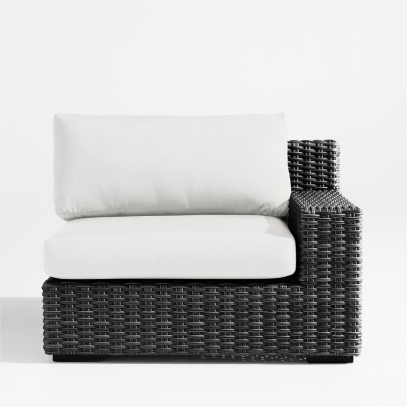 Abaco Charcoal Grey Resin Wicker Right-Arm Outdoor Lounge Chair with White Sand Sunbrella ® Cushion - image 0 of 2