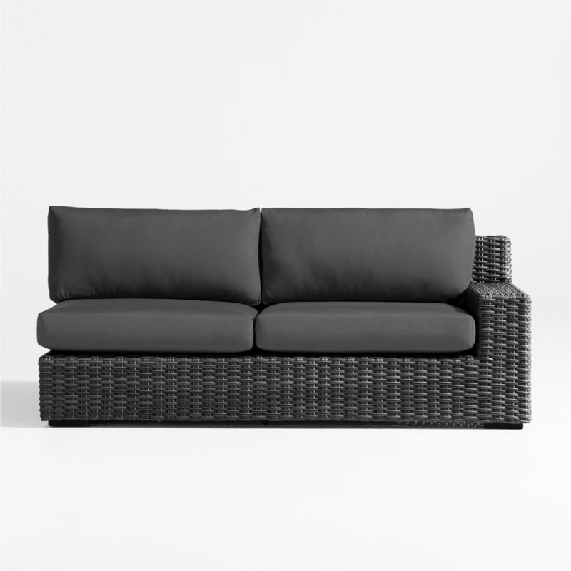 Abaco Charcoal Grey Resin Wicker Right-Arm Outdoor Sofa with Charcoal Sunbrella ® Cushions - image 0 of 2