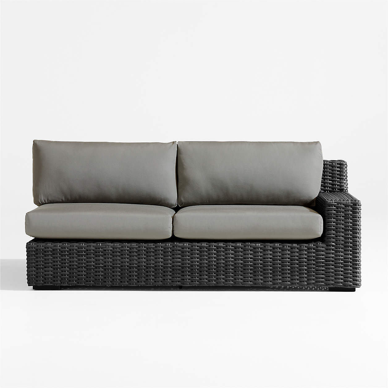 Abaco Charcoal Grey Resin Wicker Right Arm Outdoor Sofa With Graphite