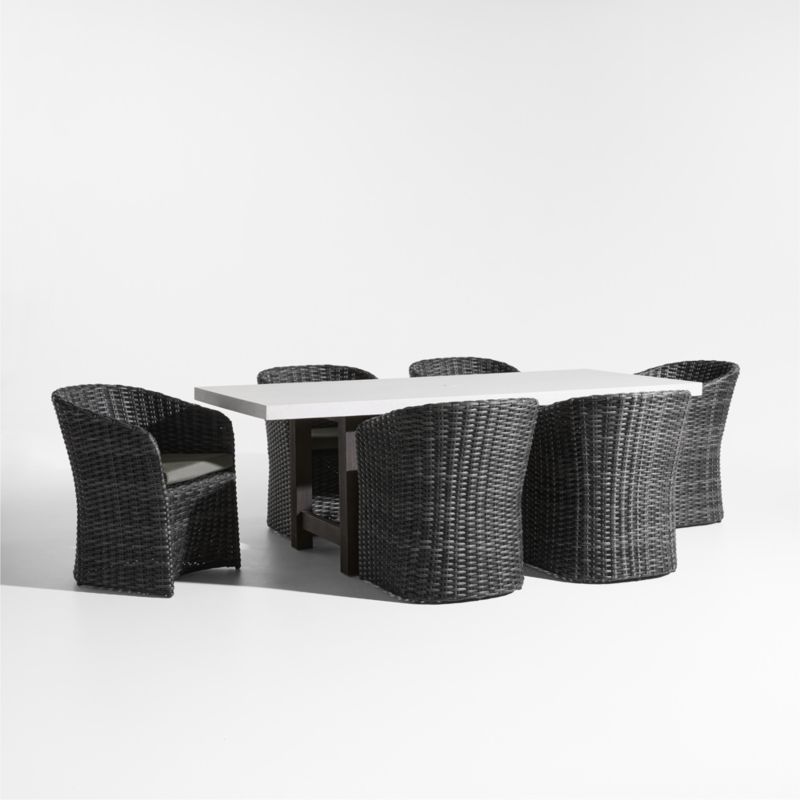 Abaco Resin Wicker Charcoal Grey Outdoor Dining Chair with Graphite Sunbrella ® Cushion
