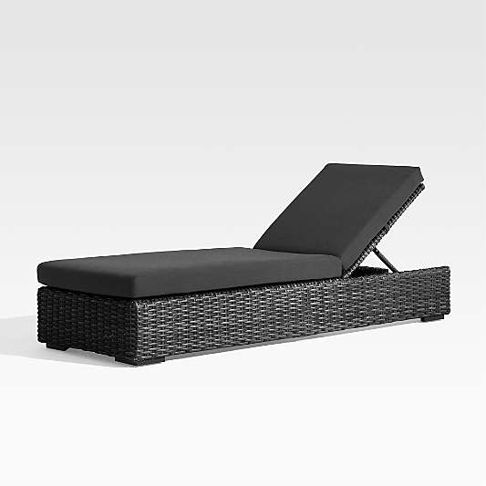Abaco Resin Wicker Charcoal Grey Outdoor Chaise Lounge with Charcoal Sunbrella ® Cushion