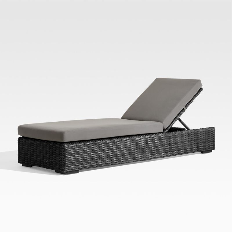 Abaco Resin Wicker Charcoal Grey Outdoor Chaise Lounge with Graphite Sunbrella ® Cushion