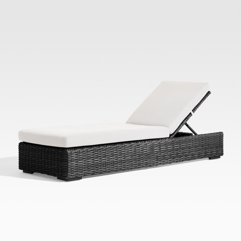 Abaco Resin Wicker Charcoal Grey Outdoor Chaise Lounge with White Sand Sunbrella ® Cushion