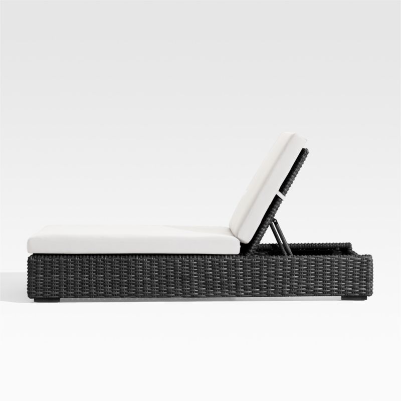 Abaco Resin Wicker Charcoal Grey Outdoor Chaise Lounge with White Sand Sunbrella ® Cushion