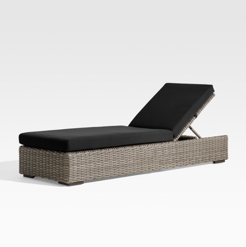 Viewing product image Abaco Resin Wicker Outdoor Sun Lounger with Canvas Black Sunbrella ® Cushions - image 1 of 12