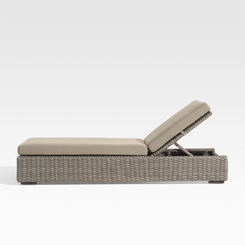 Abaco Resin Wicker Outdoor Sun Lounger with Canvas Flax Sunbrella ® Cushions