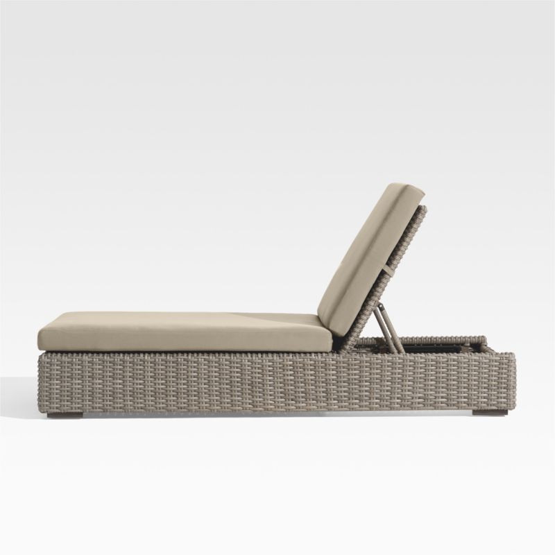 Abaco Resin Wicker Outdoor Sun Lounger with Canvas Flax Sunbrella ® Cushions