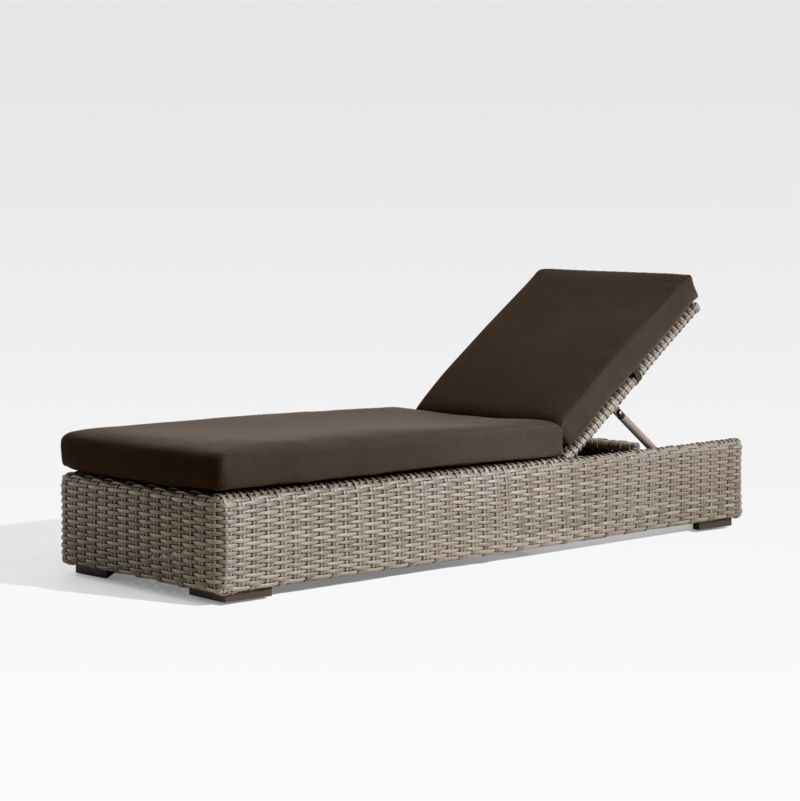 Viewing product image Abaco Resin Wicker Outdoor Sun Lounger with Canvas Java Sunbrella ® Cushions - image 1 of 12