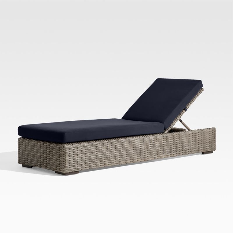 Viewing product image Abaco Resin Wicker Outdoor Sun Lounger with Canvas Navy Sunbrella ® Cushions - image 1 of 12