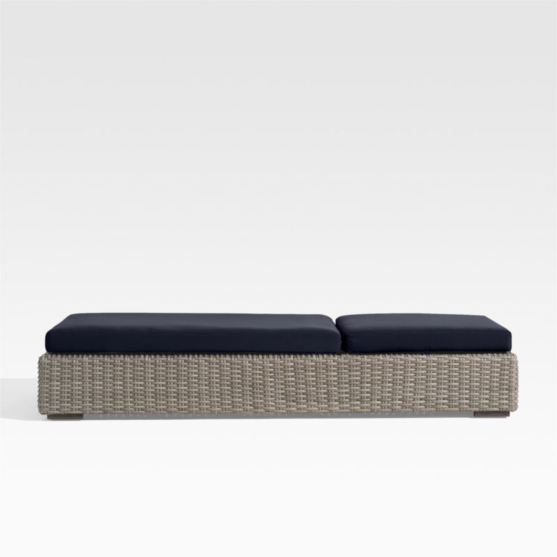 Abaco Resin Wicker Outdoor Sun Lounger with Canvas Navy Sunbrella ® Cushions