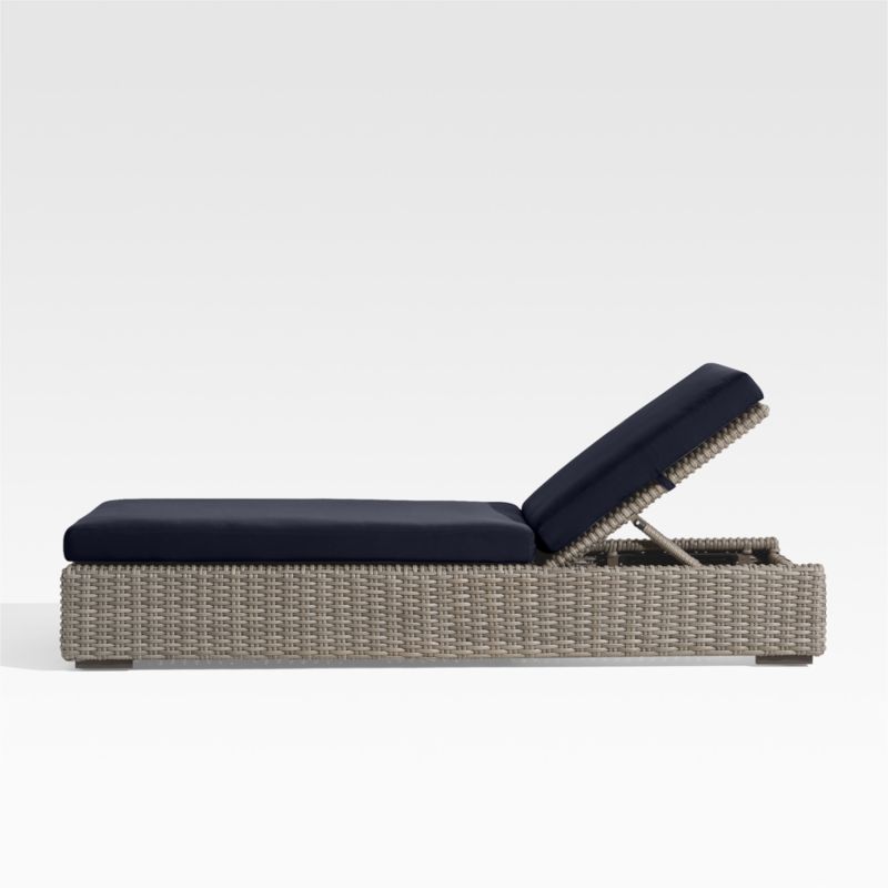 Abaco Resin Wicker Outdoor Sun Lounger with Canvas Navy Sunbrella ® Cushions