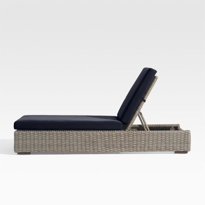Abaco Resin Wicker Outdoor Sun Lounger with Canvas Navy Sunbrella ® Cushions