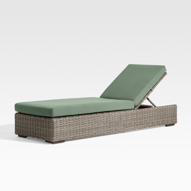 Viewing product image Abaco Resin Wicker Outdoor Sun Lounger with Canvas Spa Sunbrella ® Cushions - image 1 of 12