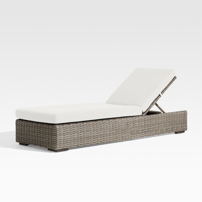 Viewing product image Abaco Resin Wicker Outdoor Sun Lounger with Canvas White Sunbrella ® Cushions - image 1 of 12