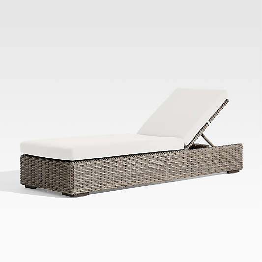 Abaco All-Weather Wicker Outdoor Sun Lounger with Canvas White Sunbrella ® Cushions