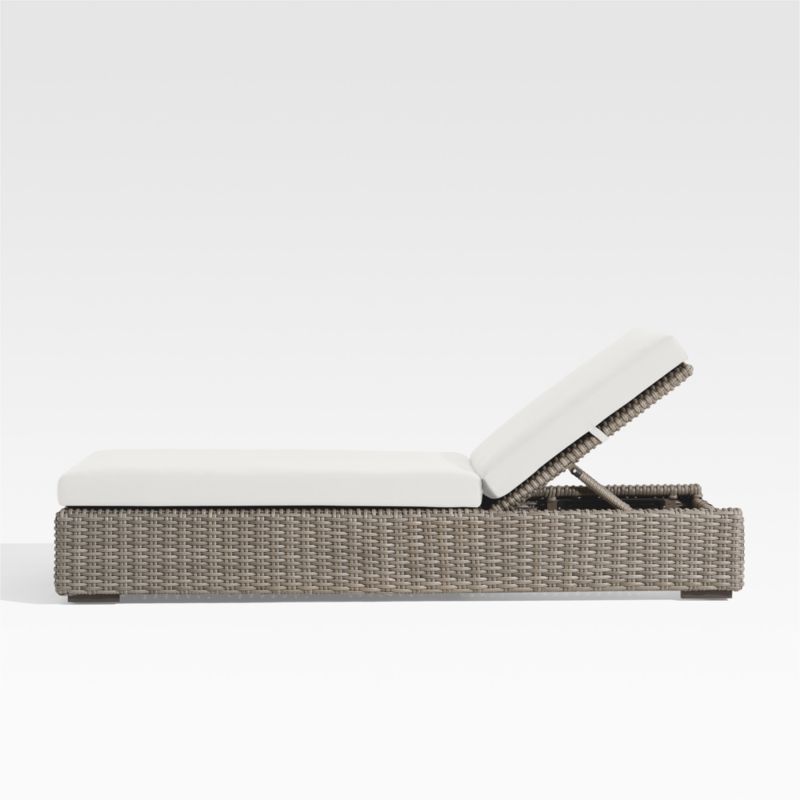 Abaco Resin Wicker Outdoor Sun Lounger with Canvas White Sunbrella ® Cushions