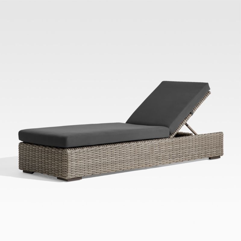 Viewing product image Abaco Resin Wicker Outdoor Sun Lounger with Cast Charcoal Sunbrella ® Cushions - image 1 of 12