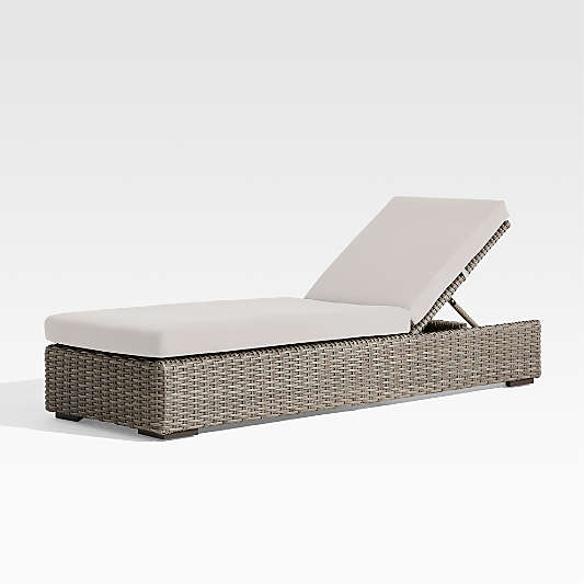 Abaco Resin Wicker Outdoor Sun Lounger with Cast Silver Sunbrella ® Cushions