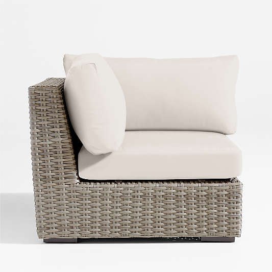 Abaco All-Weather Wicker Outdoor Corner Chair with Canvas Canvas Sunbrella ® Cushions