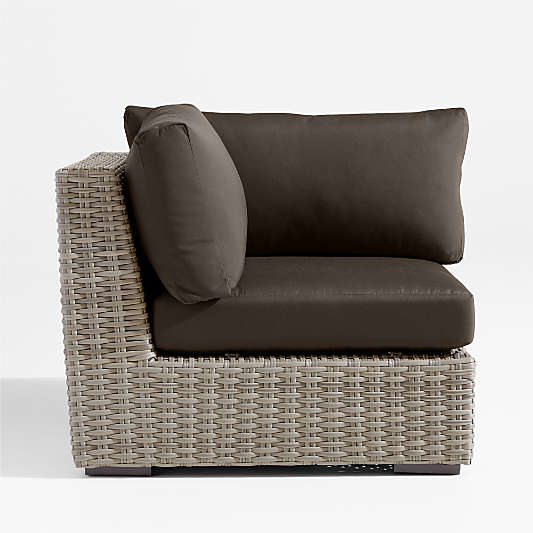 Abaco All-Weather Wicker Outdoor Corner Chair with Canvas Java Sunbrella ® Cushions