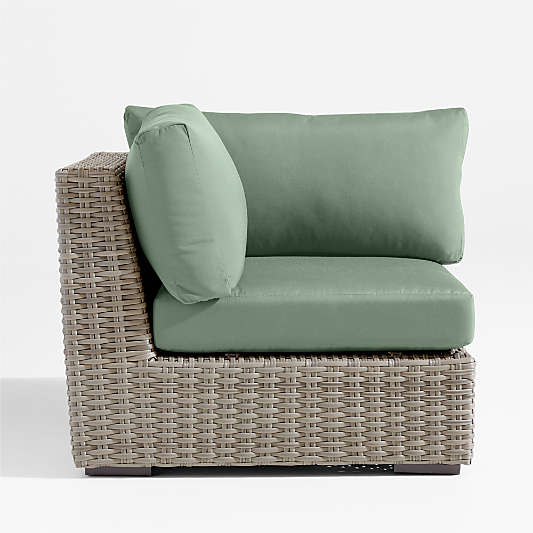 Abaco All-Weather Wicker Outdoor Corner Chair with Canvas Spa Sunbrella ® Cushions
