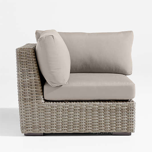 Abaco Resin Wicker Outdoor Corner Chair with Cast Ash Sunbrella ® Cushions